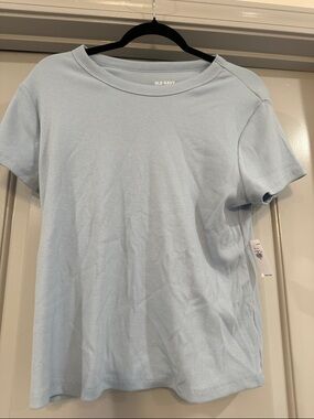 Old Navy Light Blue Ribbed Short Sleeve Tee - Girls